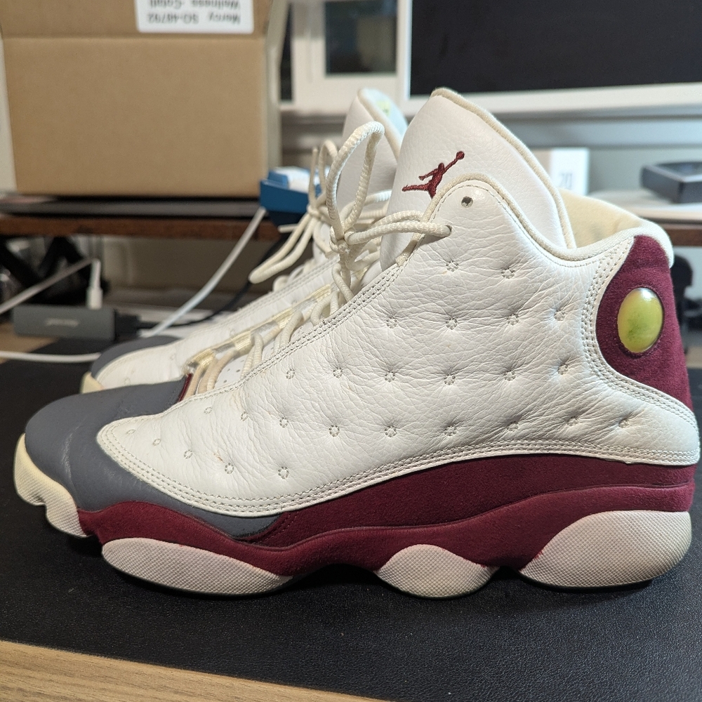 Used Jordan Athletic Shoes in White and Burgundy